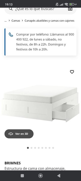 Estructura Cama IKEA Blanca con Cajones