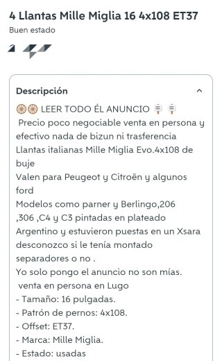 4 Llantas Mille Miglia 1000 Evo Italianas
