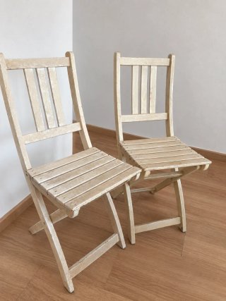 2 Sillas Plegables Madera Terraza/Interior