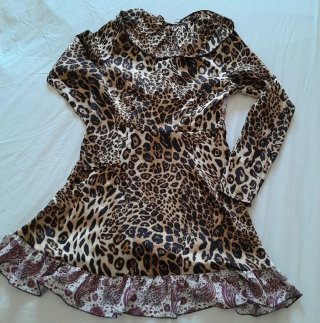 Abito Missguided Animalier Ruffle Tg XS/S Nuovo