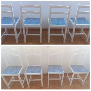 Mesa extensible y cuatro sillas para cocina
