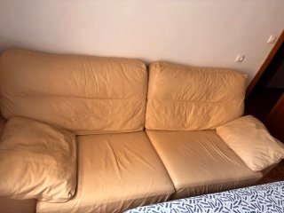 Sofá 3 plazas piel beige
