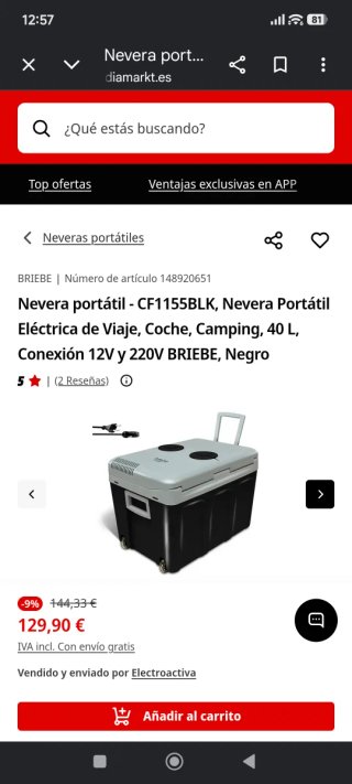 Nevera portátil termoeléctrica