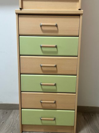Muebles dormitorio madera y verde