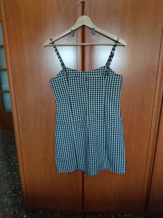 Vestido cuadros blanco y negro