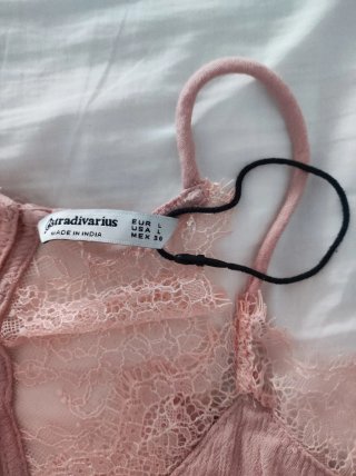 Top lencero Stradivarius rosa empolvado Talla L