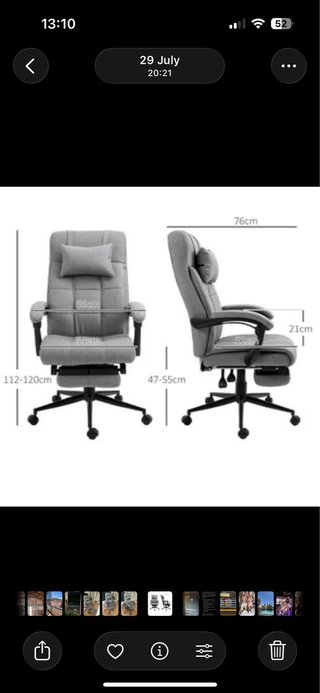 Silla de oficina ergonómica reclinable con reposap