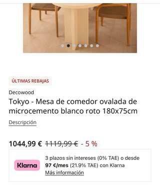 Mesa Comedor Ovalada Decowood Microcemento