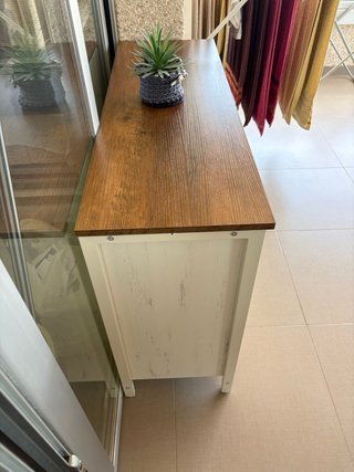 Mueble auxiliar madera y cristal
