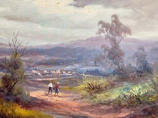 Cuadro Óleo Paisaje Rural Firmado Rodríguez