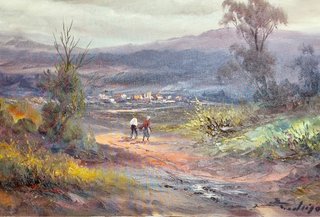 Cuadro Óleo Paisaje Rural Firmado Rodríguez