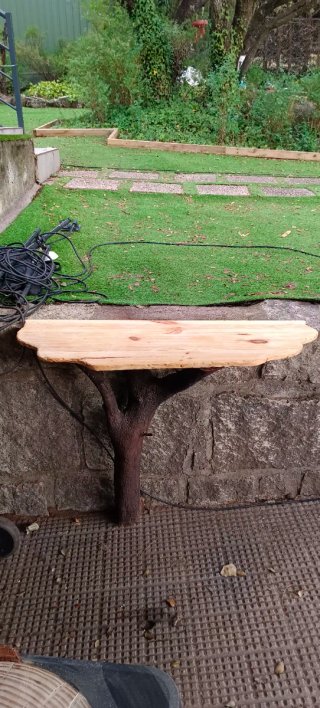 Mueble árbol recibidor con espejo madera de encina
