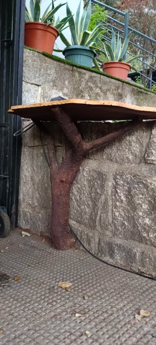 Mueble árbol recibidor con espejo madera de encina