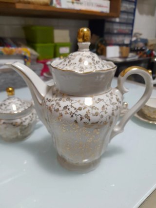 Set 10 porcellana caffè GKC oro bianco