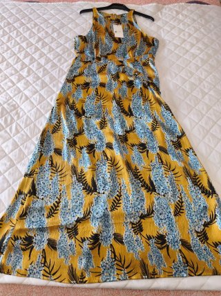 Vestido floral amarillo y azul T.S