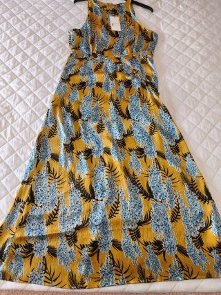 Vestido floral amarillo y azul T.S