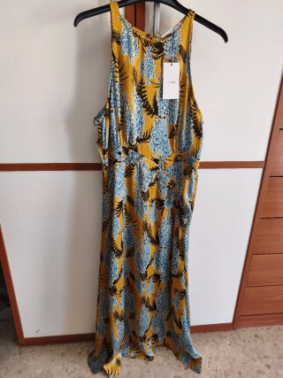 Vestido floral amarillo y azul T.S