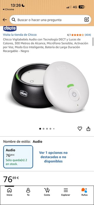 Vigilabebés Chicco Audio DECT Negro