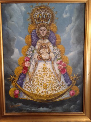 Cuadro Óleo Virgen del Rocío E. Domínguez