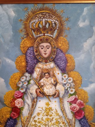 Cuadro Óleo Virgen del Rocío E. Domínguez
