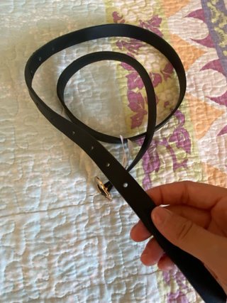 Cinturón negro con hebilla dorada