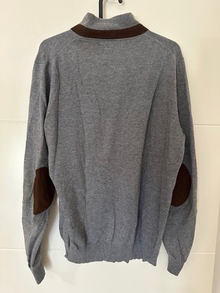 Polo manga larga cuello mao gris