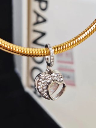 Colgante Pandora Corazones Dobles Circonitas plata