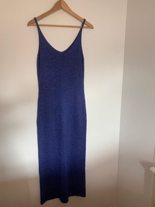 Vestido Lurex Azul Mango