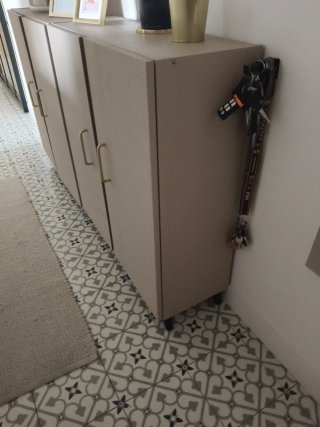 Mueble zapatero/entrada beige y dorado