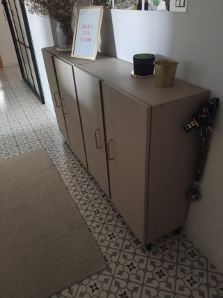 Mueble zapatero/entrada beige y dorado