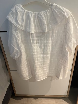 Blusa Zara Romántica Blanca Volantes