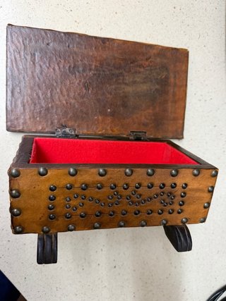 Joyero Madera Mapa Antiguo Tachuelas