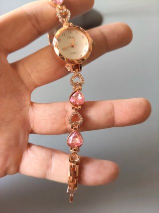 Reloj pulsera mujer rosa y piedras