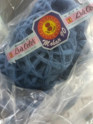 Lote 20 ovillos lana Mohair azul
