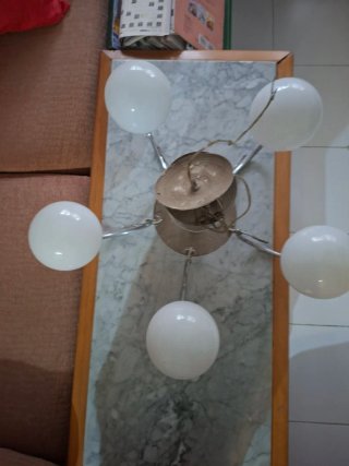 Lámpara Salón/Habitación Vintage Plata y Blanca