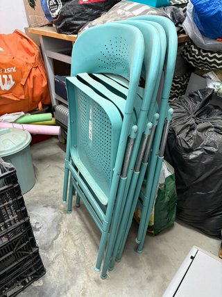Silla plegable metal IKEA turquesa