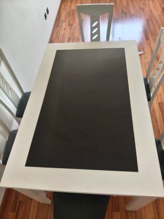 Mesa y 6 Sillas Comedor Blancas