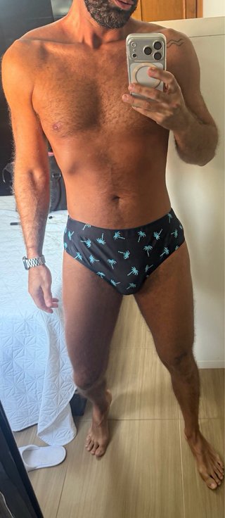 Bañador slip negro palmeras Talla L