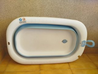 Bañera Bebé Plegable Blanca y Azul