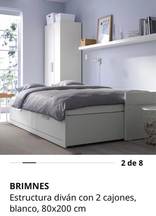 Cama Brimnes Ikea 80x200/160x200cm 2 cajones