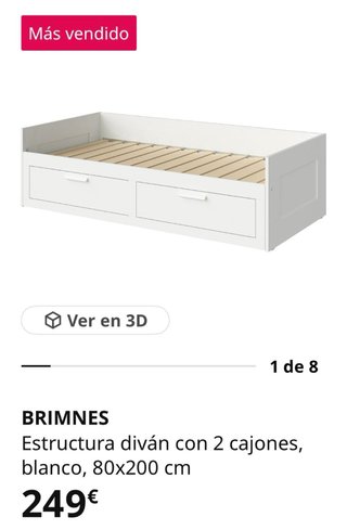 Cama Brimnes Ikea 80x200/160x200cm 2 cajones