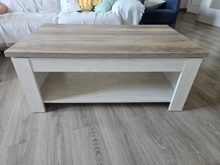 Mesa centro elevable madera y blanco Verona