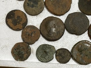 Lote monedas antiguas, castulos, sestercios, ases