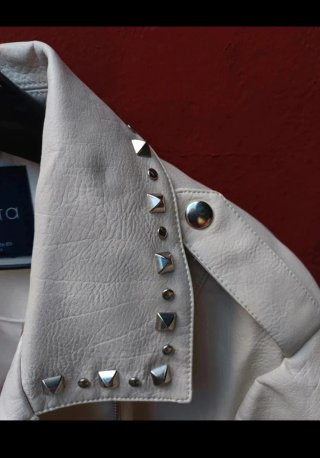 Chaqueta Biker Mango Beige Talla 48
