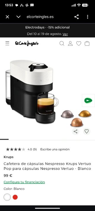 Cafetera Nespresso Krups casi nueva