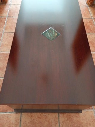 Mueble auxiliar madera maciza marrón y naranja