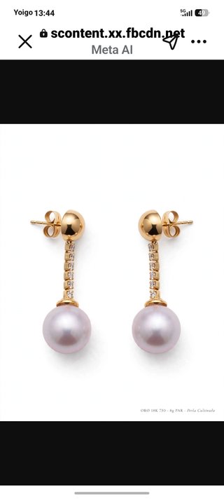 Pendientes Oro 18k 750 Perlas blancas