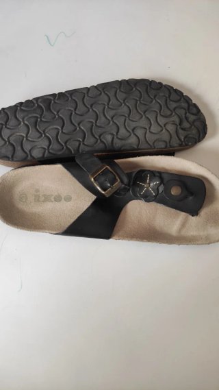 Sandalias Ixoo Piel Negras Flores Bio