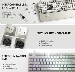Keychron 8K Teclado Mecánico Cable Beige/Gris