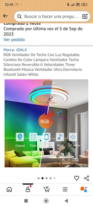 Ventilador Techo RGB JDALX Bluetooth